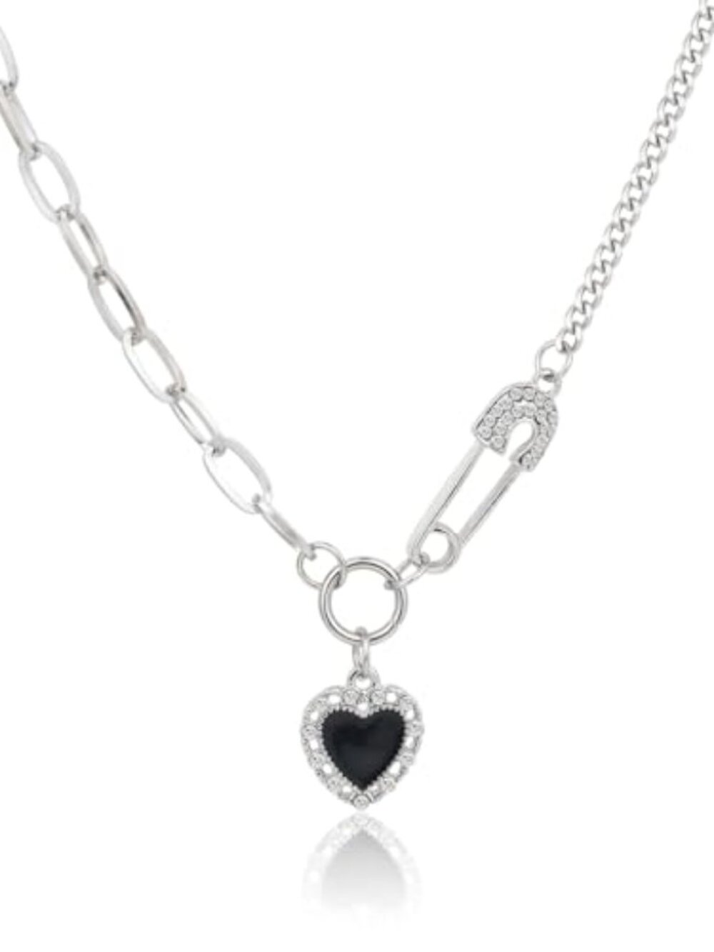 New - Irregular Heart Necklace for Women Y2k Pink Zircon Pearl Diamond Women's